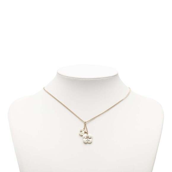 CHANEL White Logo Necklace
